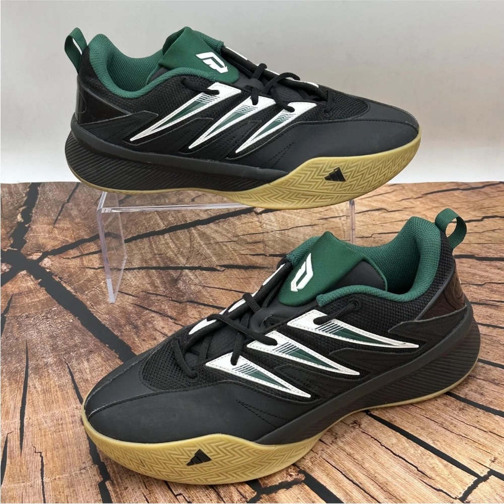 Adidas Dame Basketball Shoes Mens Size 10 Black Green Gum Lillard Court Low Top